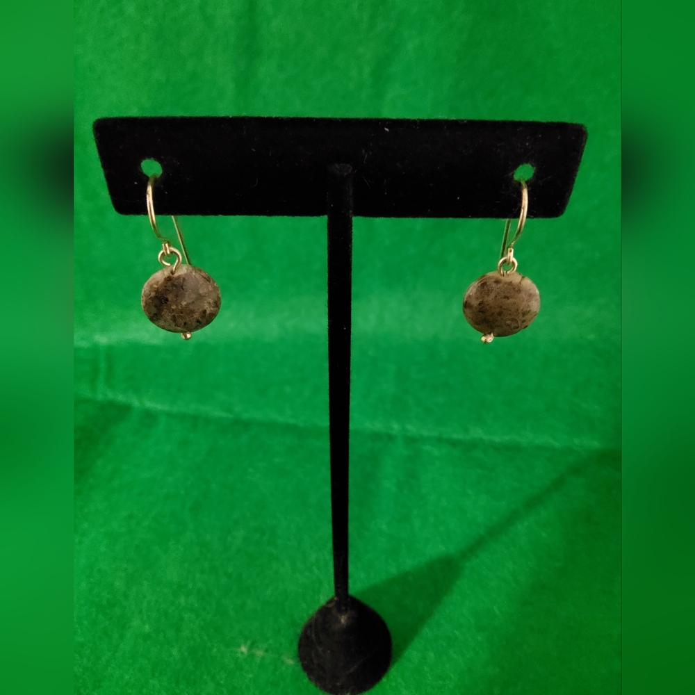Artisan Sterling Silver Earrings With Brown & Grey Stones